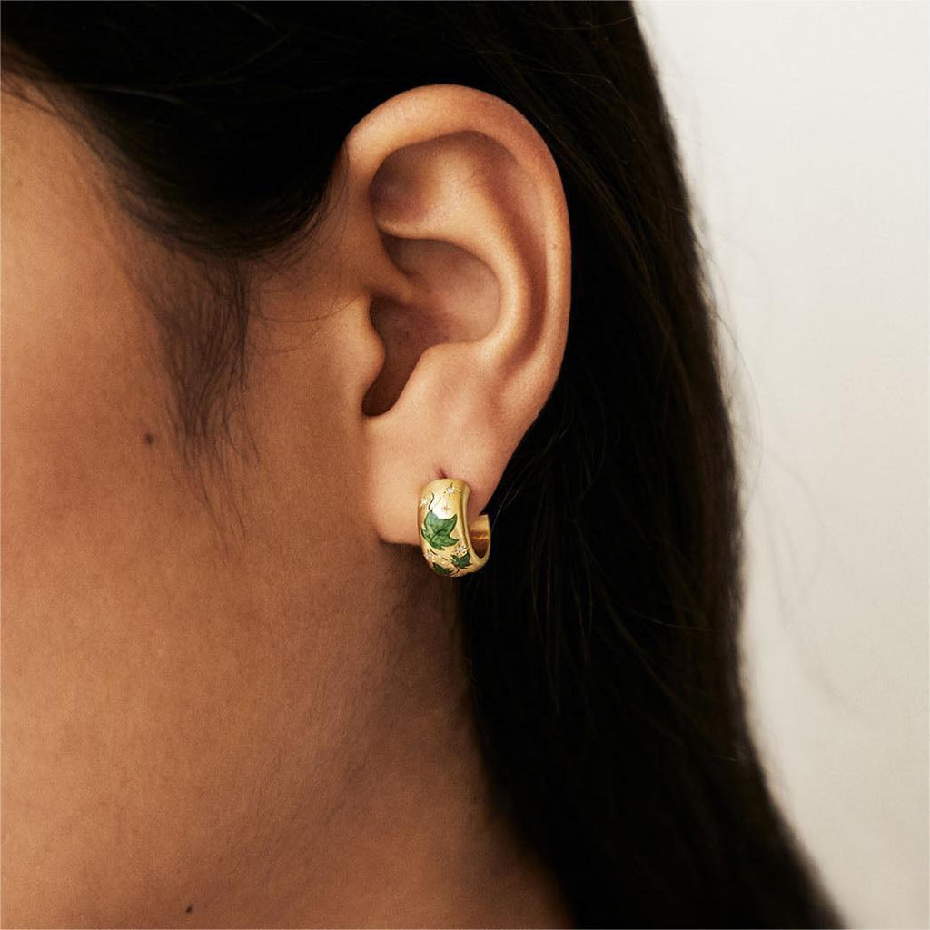 Titanium Steel Painted Floral Rose C-Hoop Earrings | Minimalist Luxury Niche Design