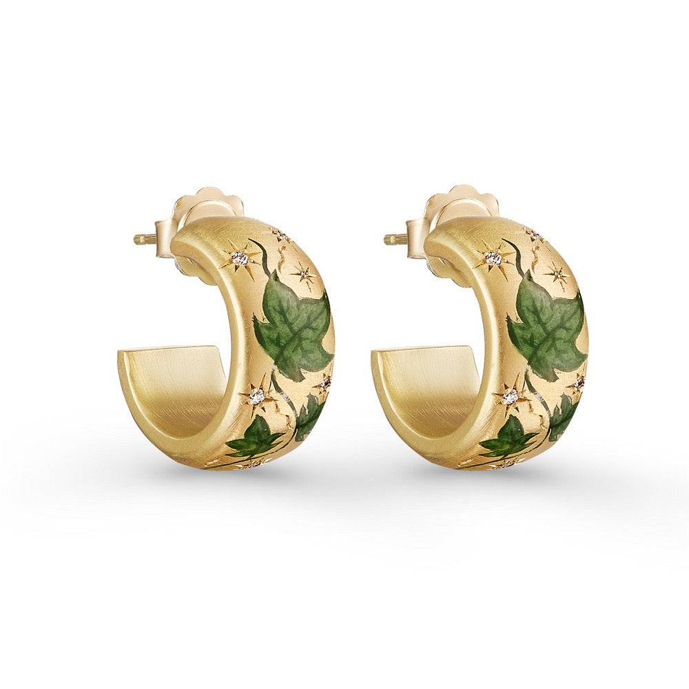 Titanium Steel Painted Floral Rose C-Hoop Earrings | Minimalist Luxury Niche Design