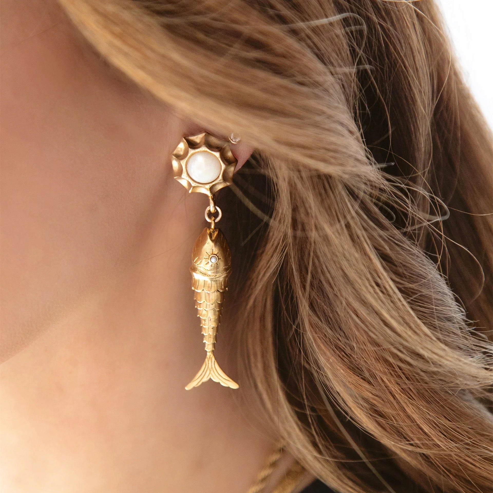 New Arrival Tropical Fish & Pearl Shooting Star Earrings | INS Niche Design