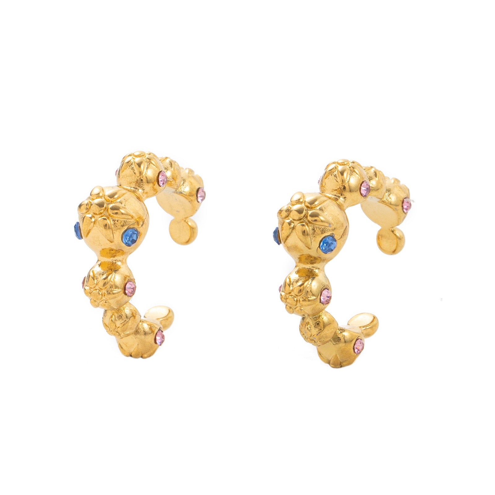 Ocean Stud Earrings & Ear Clips | Gold Plated Dopamine Style | Bestselling New Arrival