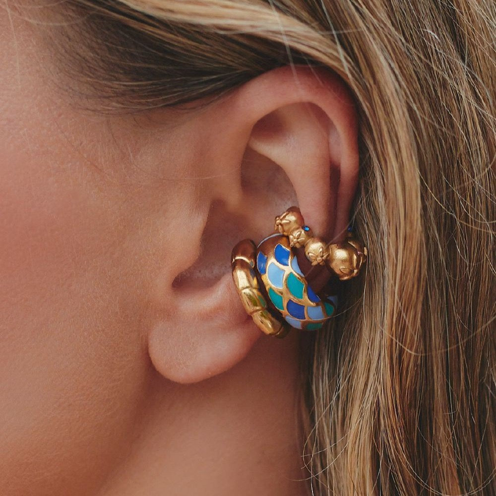 Ocean Stud Earrings & Ear Clips | Gold Plated Dopamine Style | Bestselling New Arrival