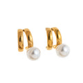 Irregular Line Pearl Stud Earrings | INS Design | 18K Gold Plated High Colour Retention