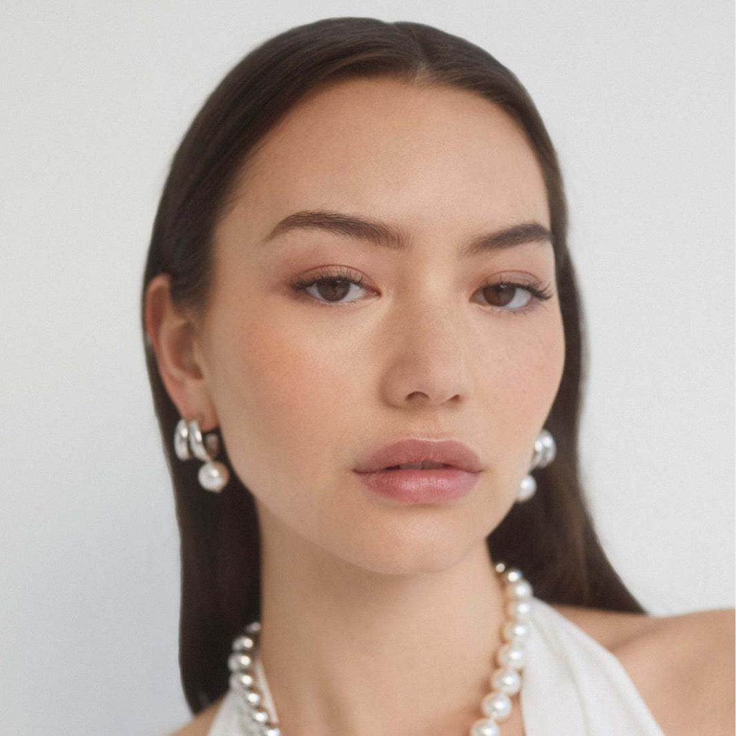 Irregular Line Pearl Stud Earrings | INS Design | 18K Gold Plated High Colour Retention