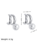 Irregular Line Pearl Stud Earrings | INS Design | 18K Gold Plated High Colour Retention - UMI