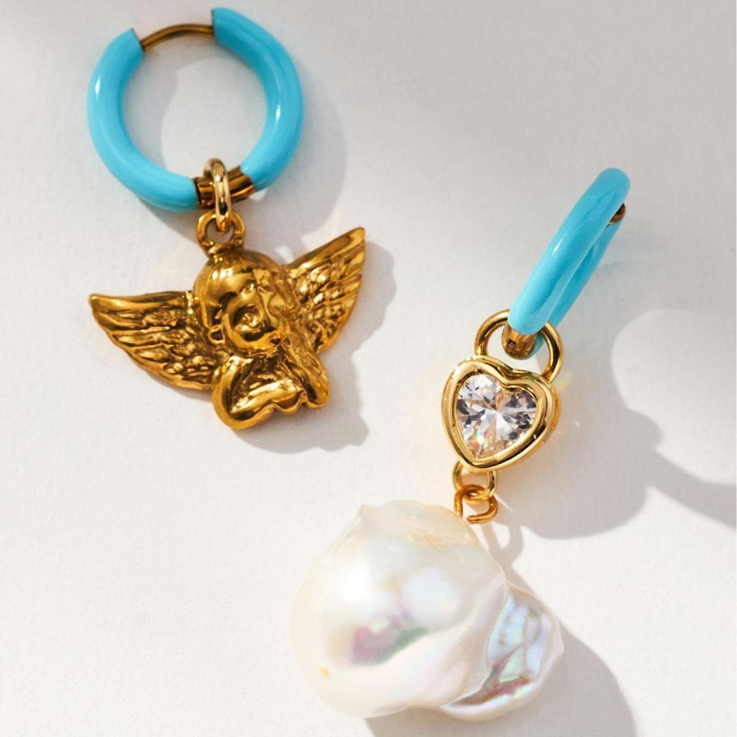 Niche INS Angel Baby Pearl Baroque Earrings | High Colour Retention