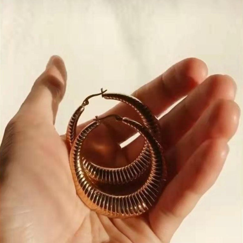 Elegant Minimalist Hoop Earrings | Celine-Inspired INS Style | Gold Plated High Colour Retention