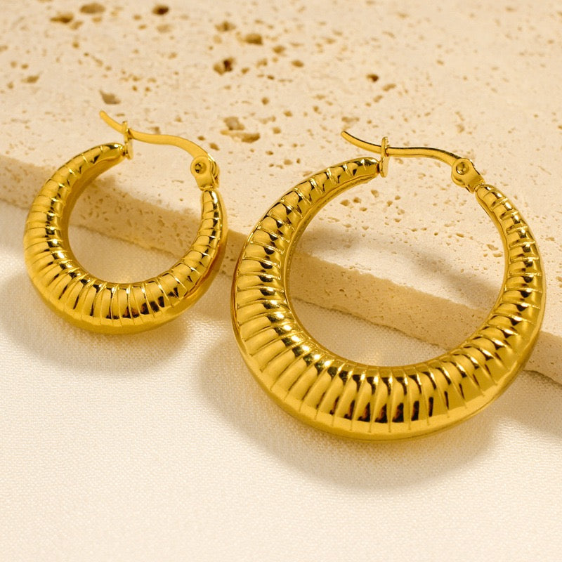 Elegant Minimalist Hoop Earrings | Celine-Inspired INS Style | Gold Plated High Colour Retention