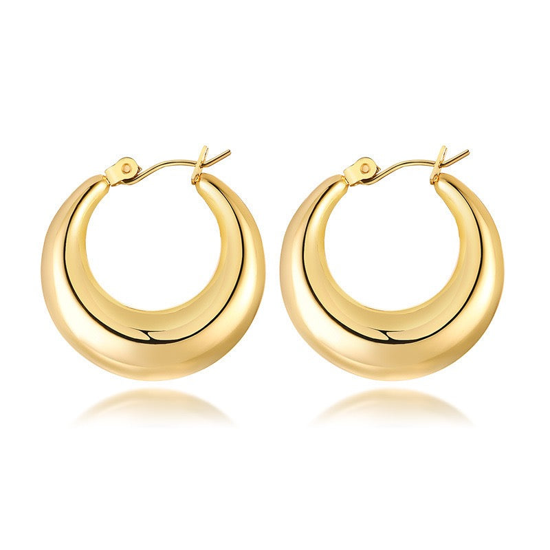 Elegant Minimalist Hoop Earrings | Celine-Inspired INS Style | Gold Plated High Colour Retention
