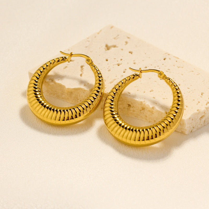 Elegant Minimalist Hoop Earrings | Celine-Inspired INS Style | Gold Plated High Colour Retention