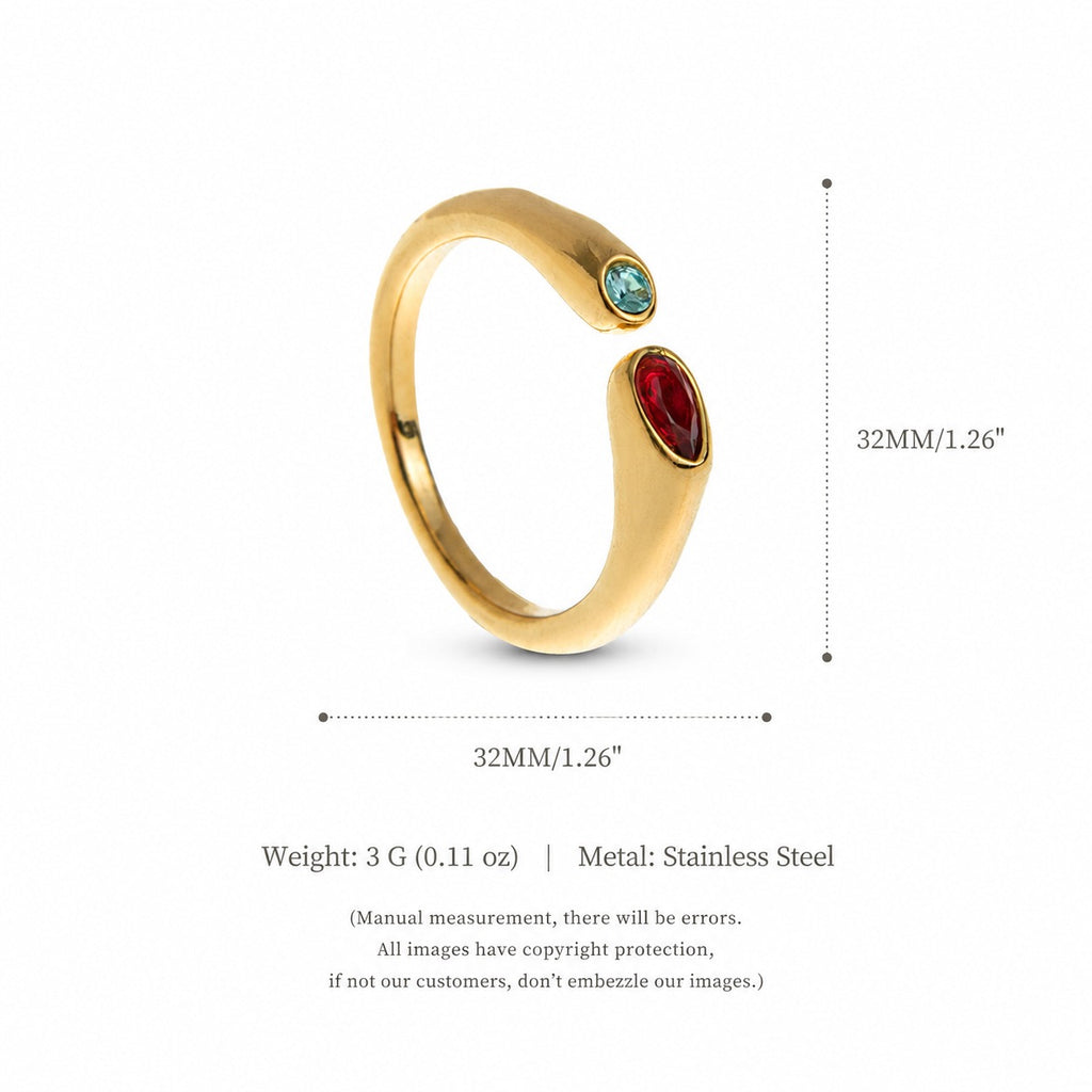 Titanium Steel Birthstone Ring | 12 Months | Vacuum 18K Gold Plated High Colour Retention