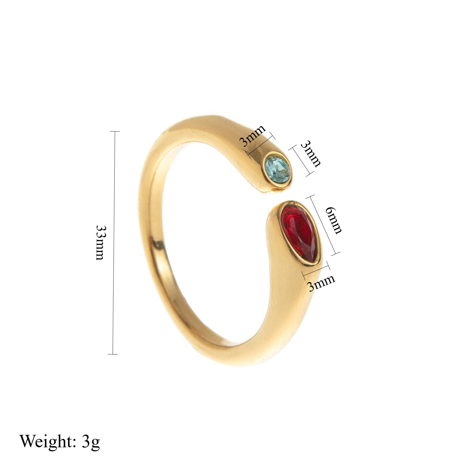 Titanium Steel Birthstone Ring | 12 Months | Vacuum 18K Gold Plated High Colour Retention
