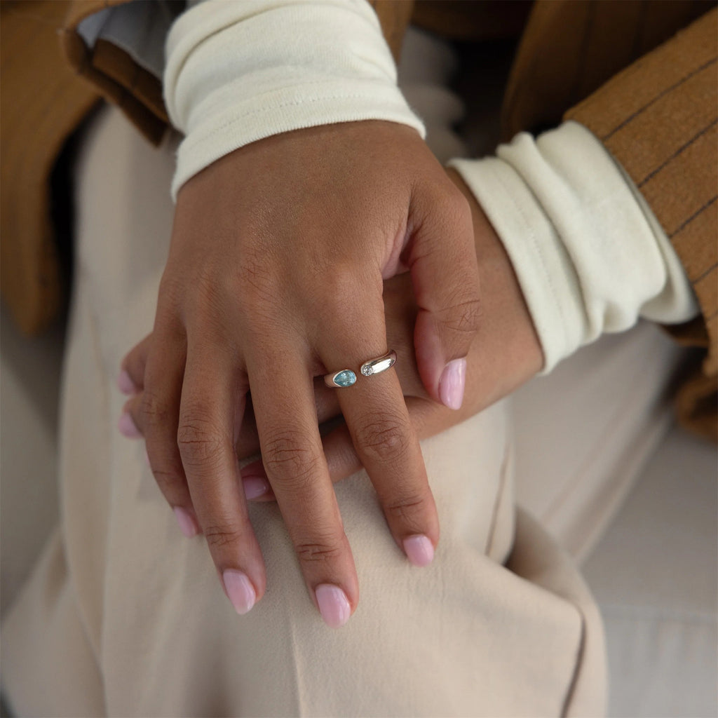 Titanium Steel Birthstone Ring | 12 Months | Vacuum 18K Gold Plated High Colour Retention