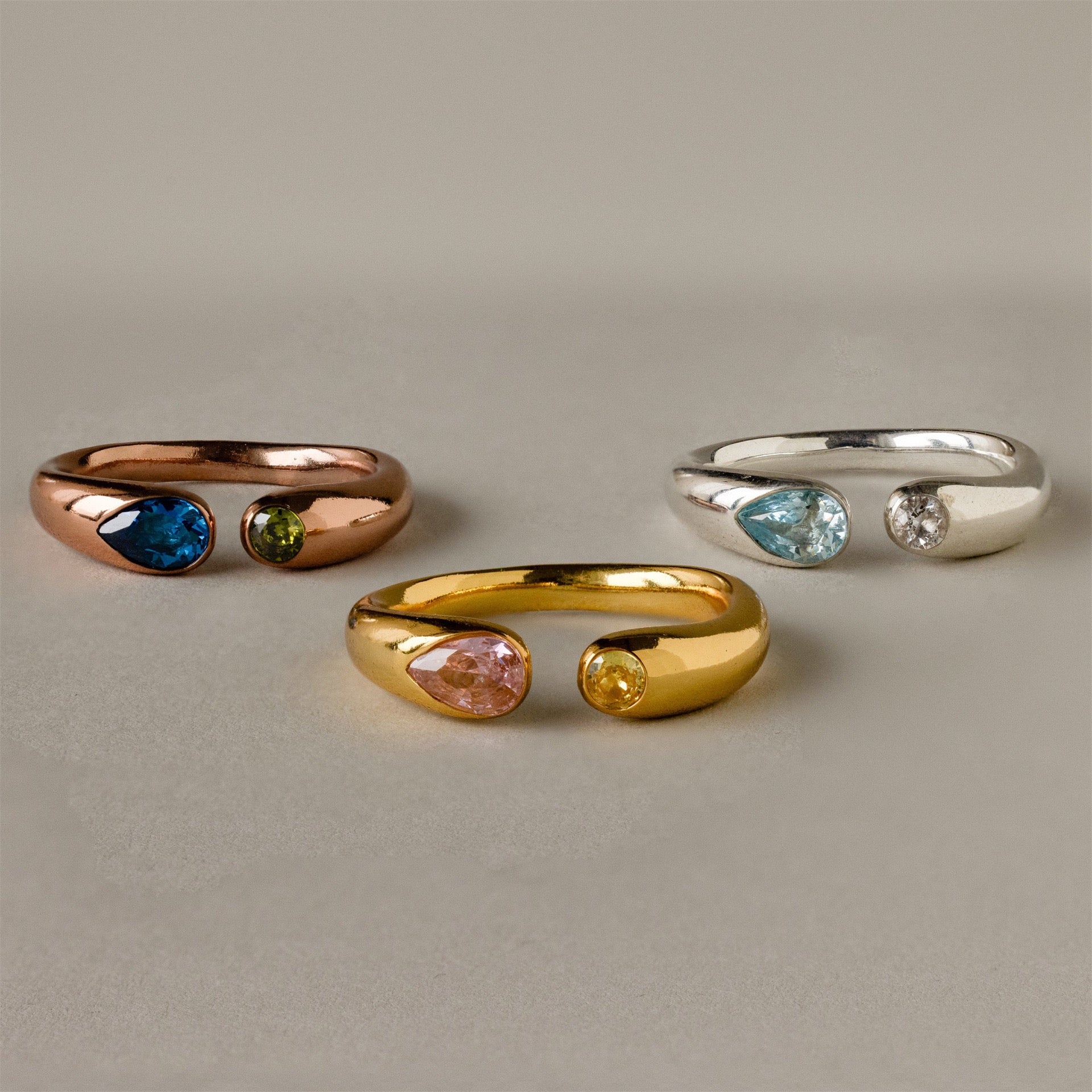 Titanium Steel Birthstone Ring | 12 Months | Vacuum 18K Gold Plated High Colour Retention