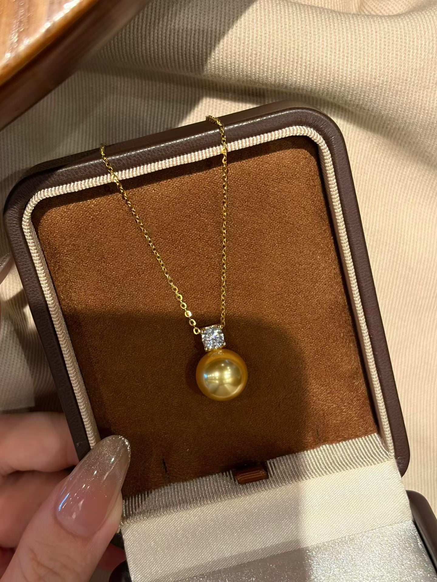 South Sea Golden Pearl & 18K Gold Necklace | 10mm