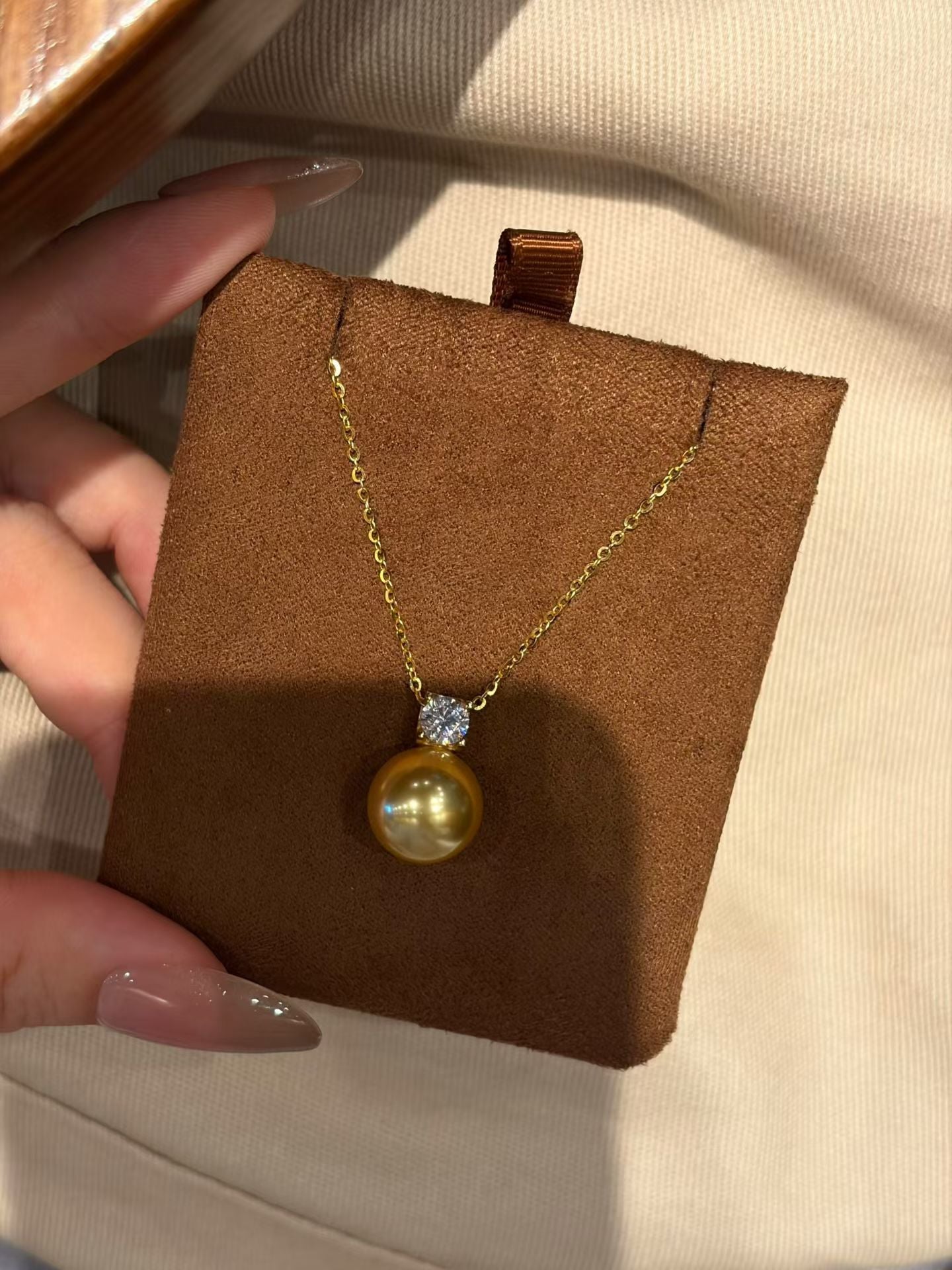 South Sea Golden Pearl & 18K Gold Necklace | 10mm