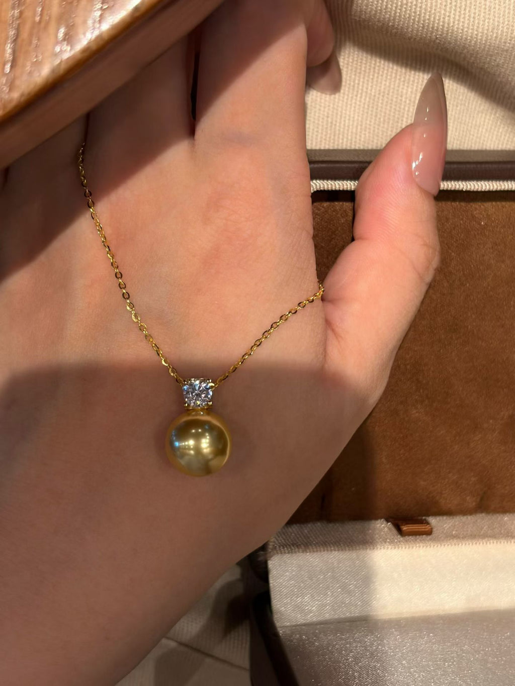 South Sea Golden Pearl & 18K Gold Necklace | 10mm