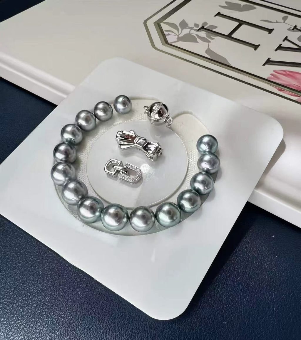 12-14mm Platinum Grey Pearl Necklace | Sophisticated Grey Tone