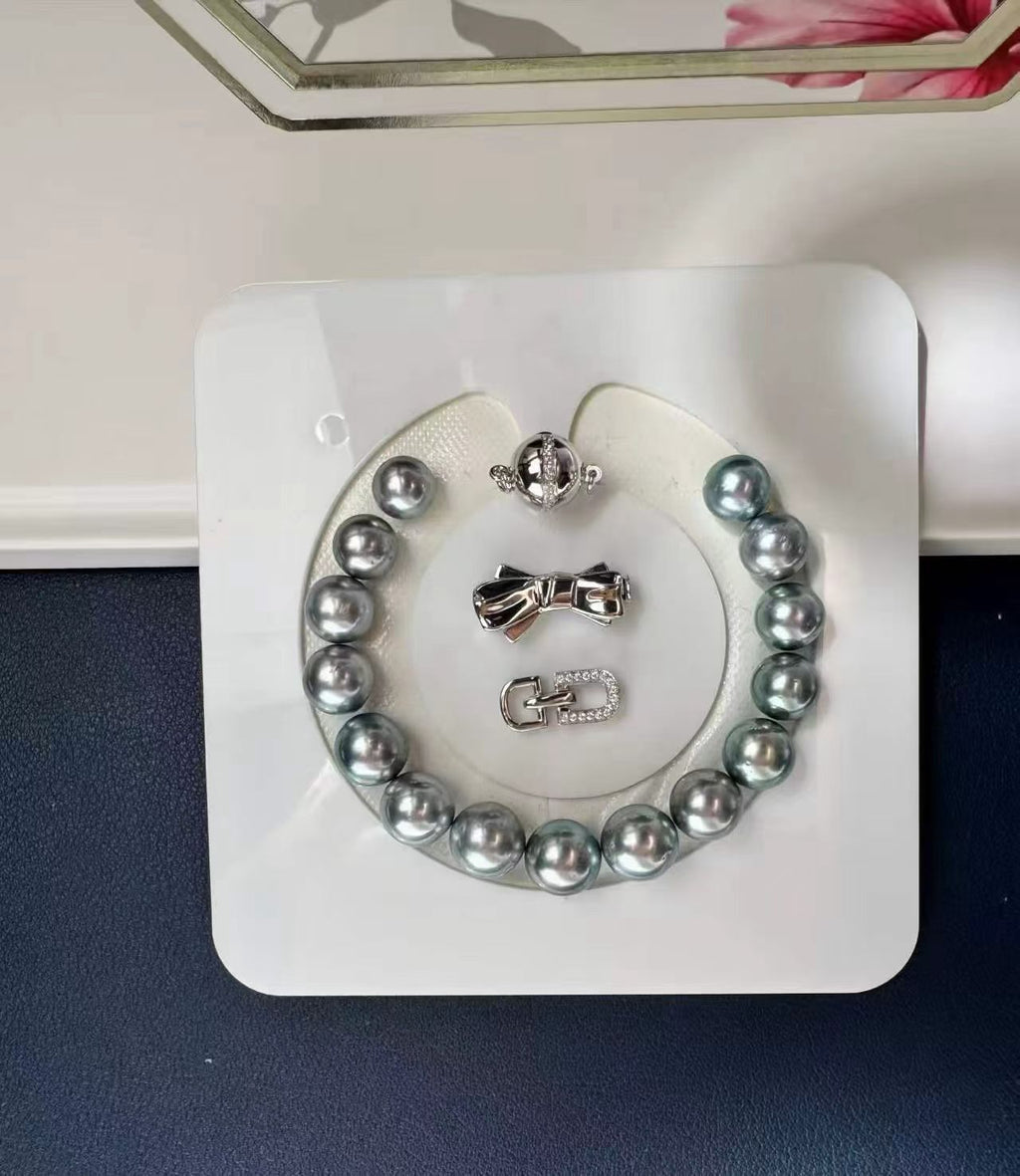 12-14mm Platinum Grey Pearl Necklace | Sophisticated Grey Tone