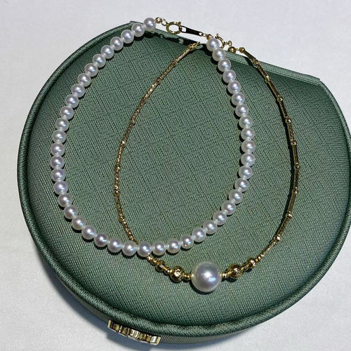 4-5mm Pearl & 18K Gold Bracelet | Single Pearl Layering Style