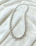 Lustrous Natural Pearl Clavicle Necklace with 18K Gold-Plated Zirconia Inlay