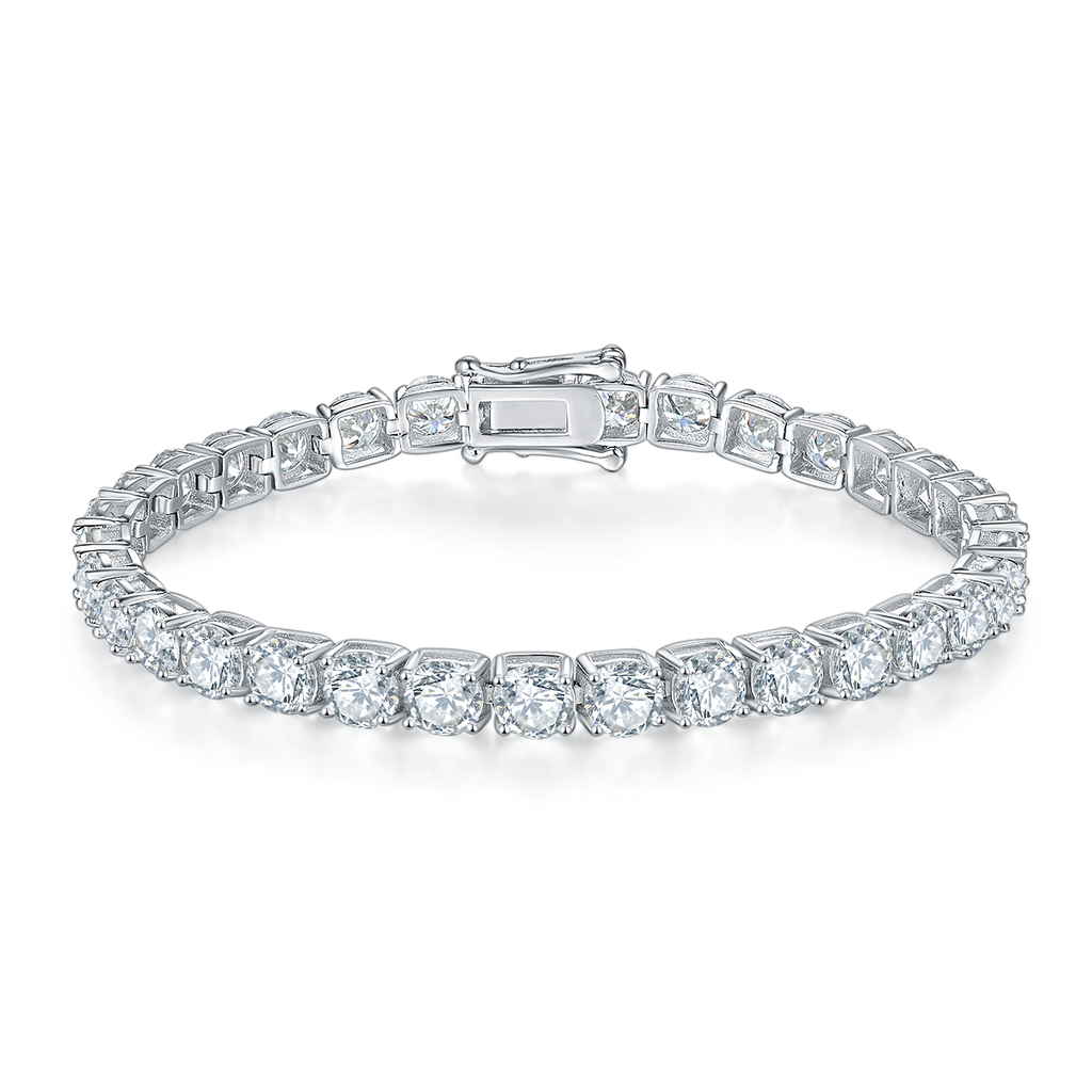 Classic Four-Prong D VVS Moissanite Tennis Bracelet (S925 Silver)