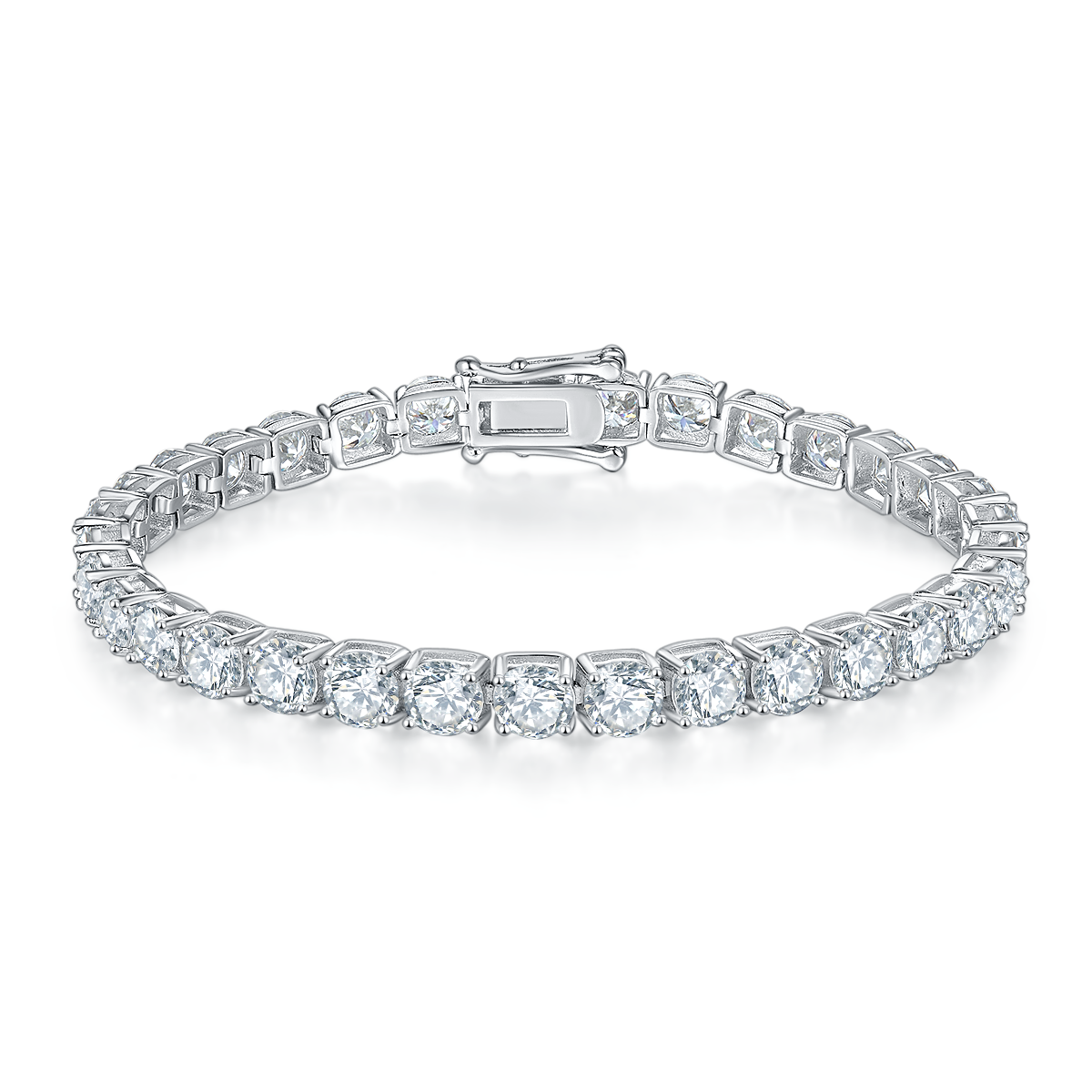 Classic Four-Prong D VVS Moissanite Tennis Bracelet (S925 Silver)