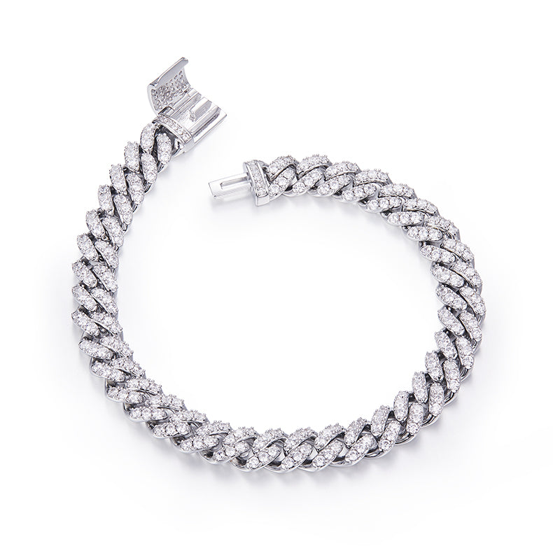 Cuban Link D VVS Moissanite Bracelet — Round Cut (S925 Silver)