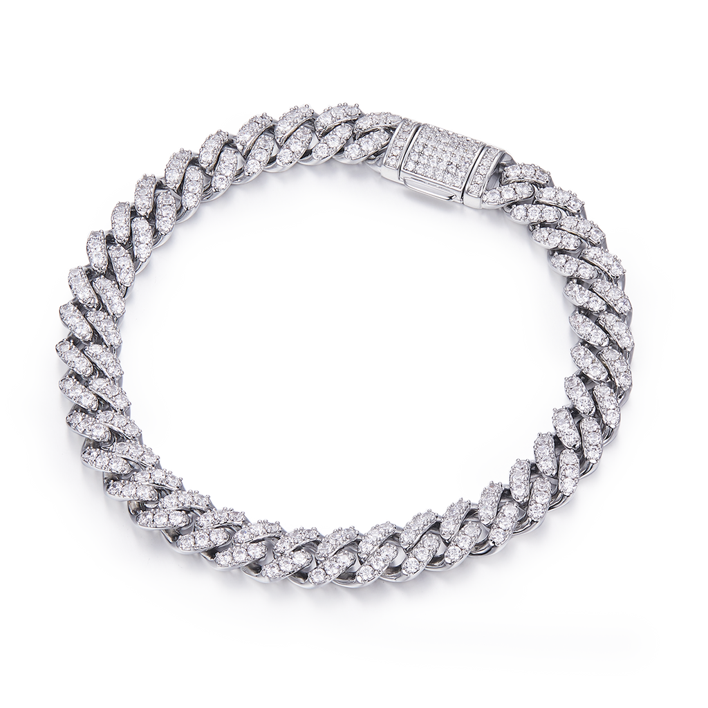 Cuban Link D VVS Moissanite Bracelet — Round Cut (S925 Silver)