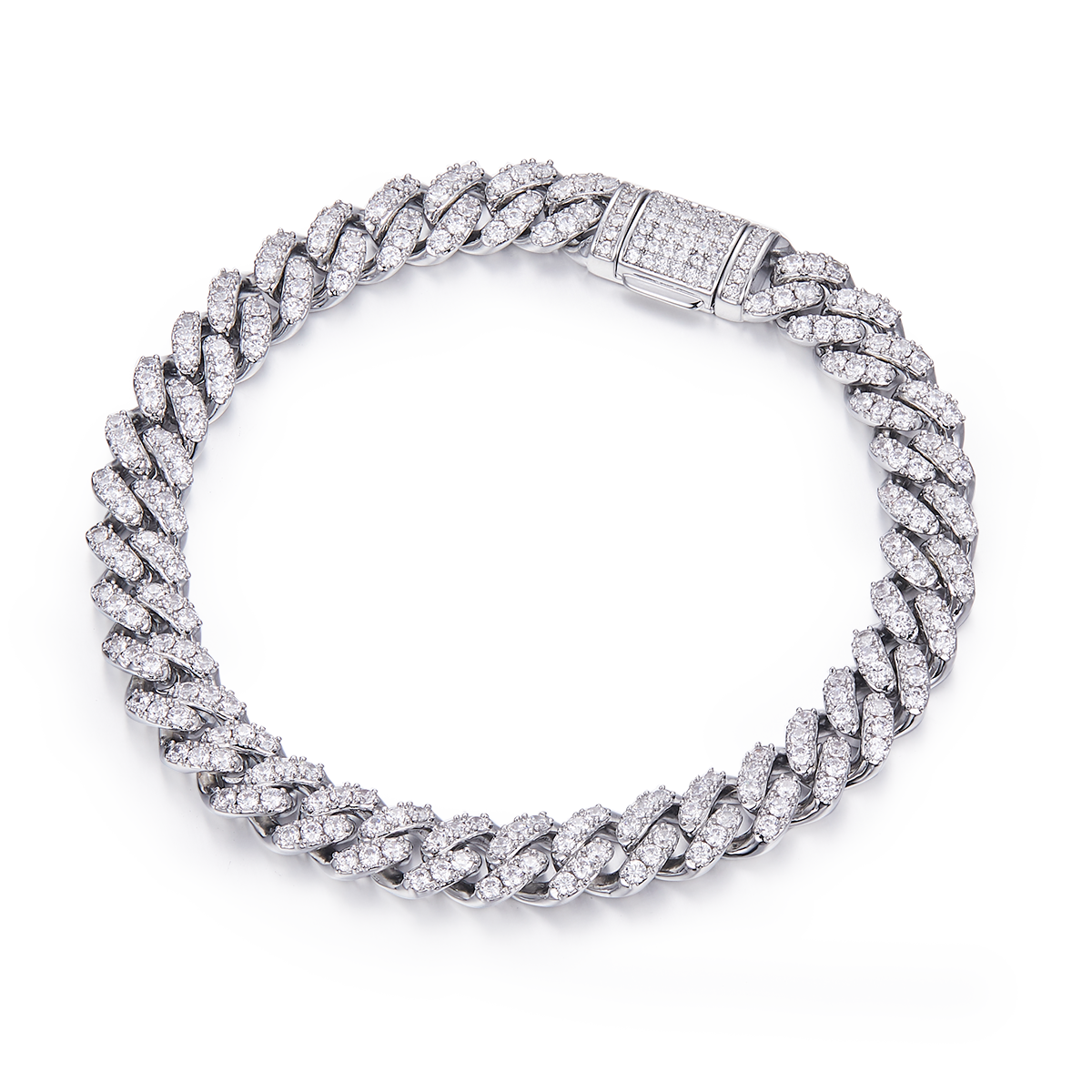Cuban Link D VVS Moissanite Bracelet — Round Cut (S925 Silver)