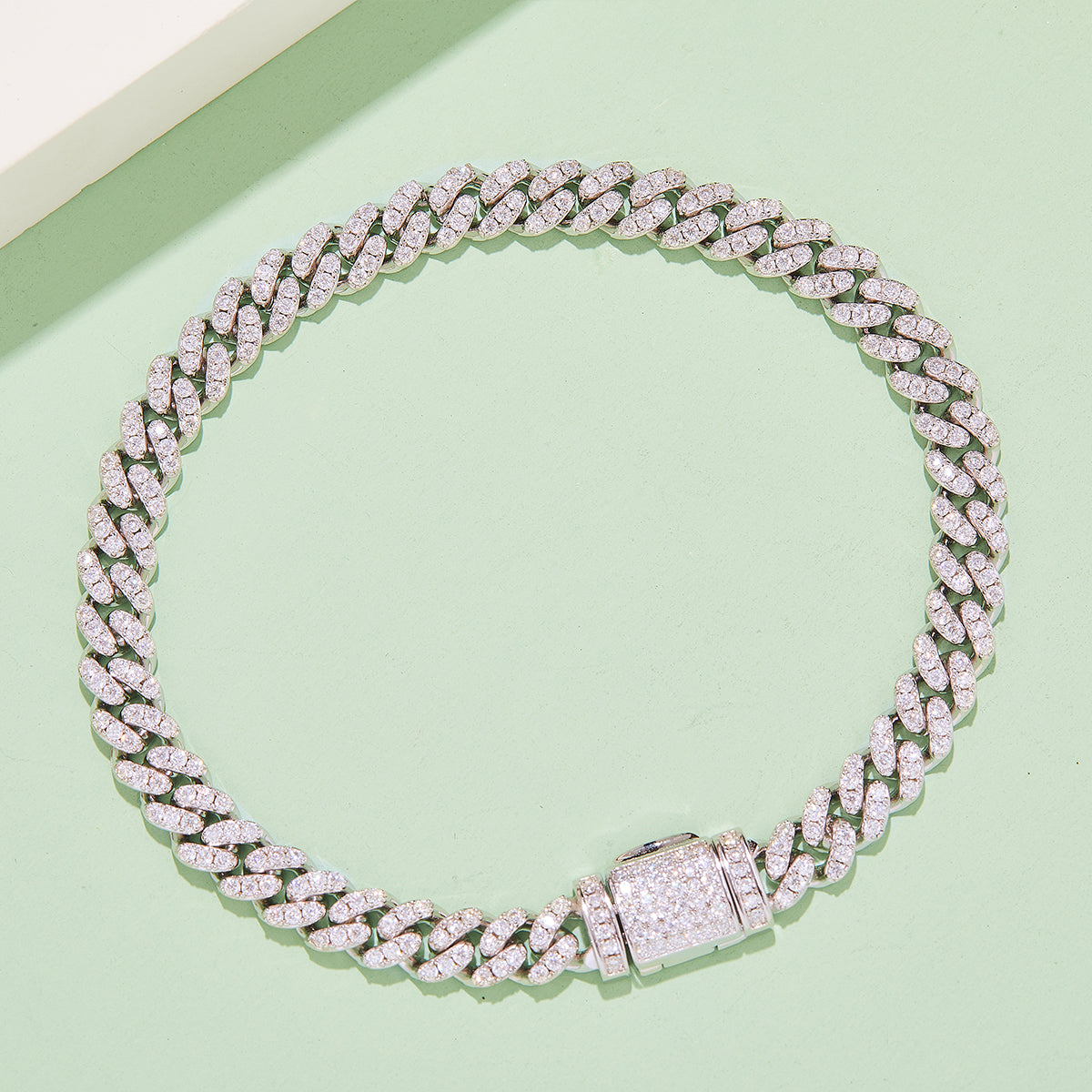Cuban Link D VVS Moissanite Bracelet — Round Cut (S925 Silver)