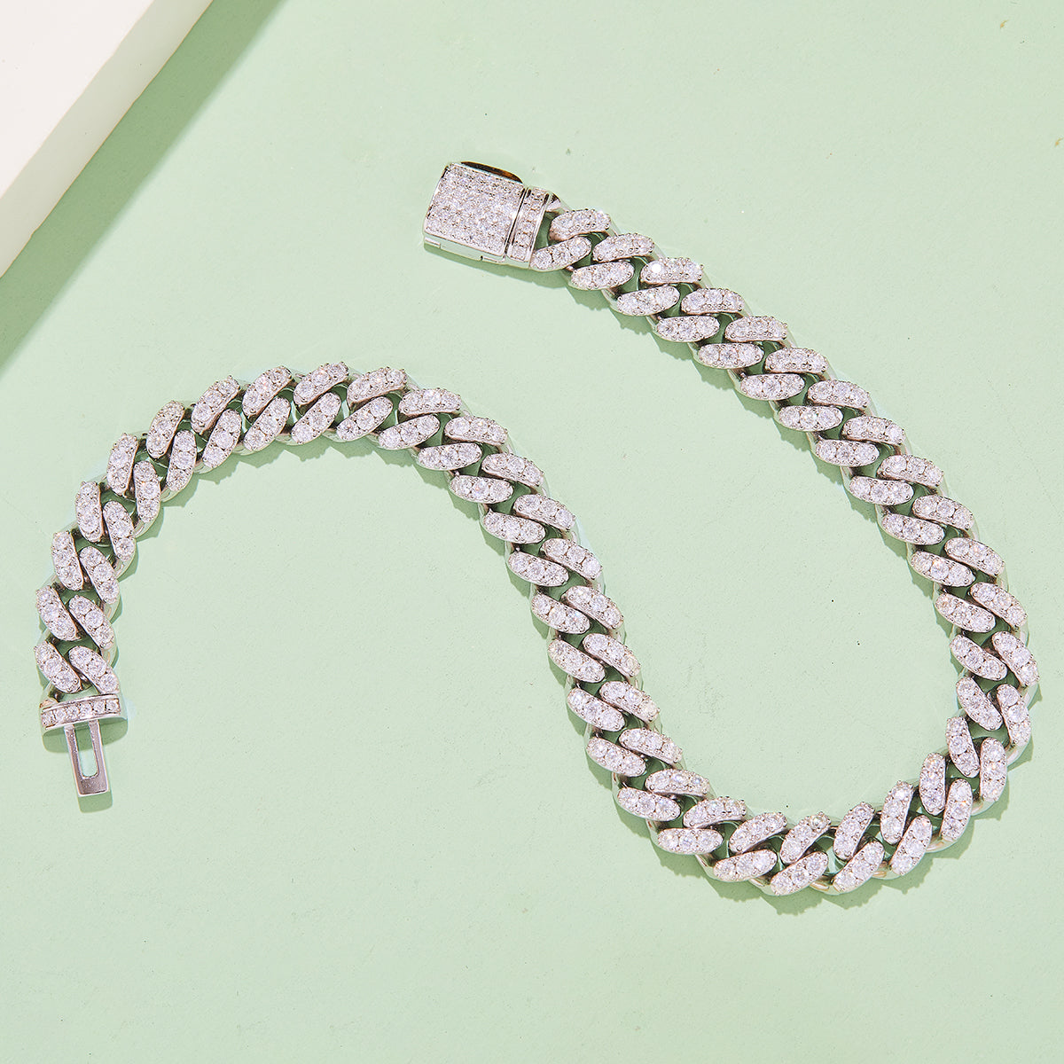 Cuban Link D VVS Moissanite Bracelet — Round Cut (S925 Silver)