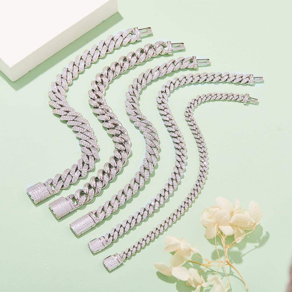 Cuban Link D VVS Moissanite Bracelet — Round Cut (S925 Silver)