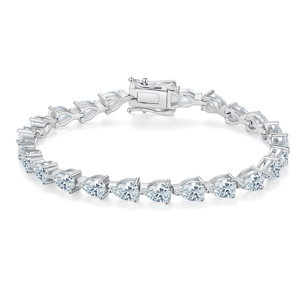 Pear-Cut D VVS Moissanite Tennis Bracelet — 0.5ct Stones (S925 Silver)