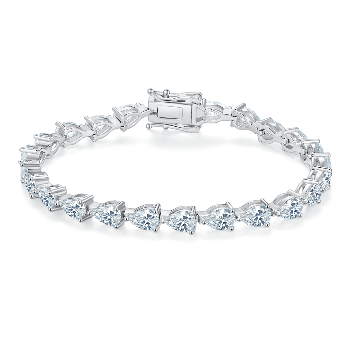 Pear-Cut D VVS Moissanite Tennis Bracelet — 0.5ct Stones (S925 Silver)