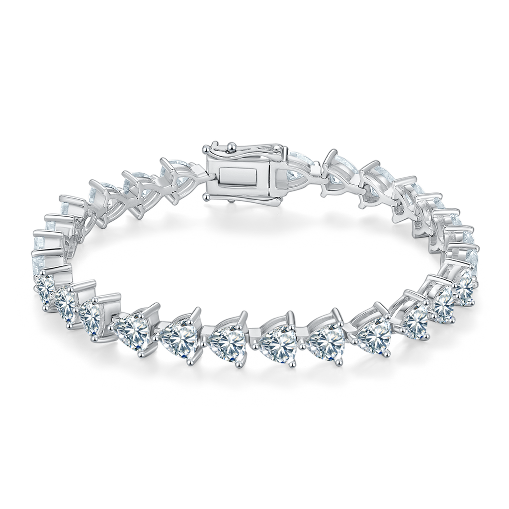 Triangle-Cut D VVS Moissanite Tennis Bracelet — 0.5ct Stones (S925 Silver)