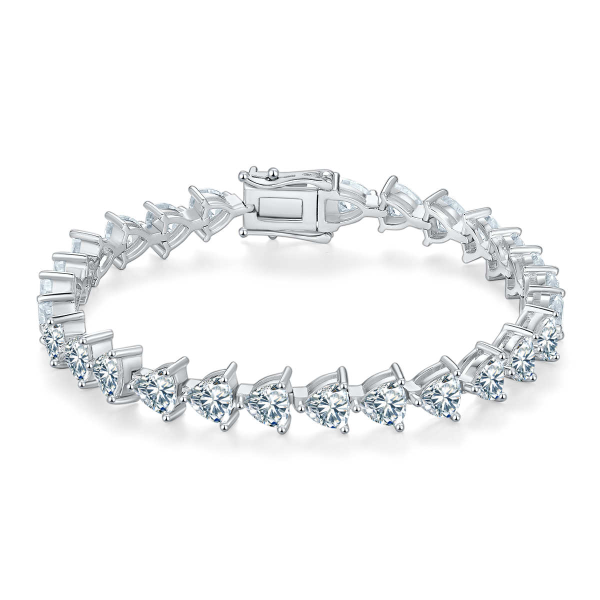 Triangle-Cut D VVS Moissanite Tennis Bracelet — 0.5ct Stones (S925 Silver)