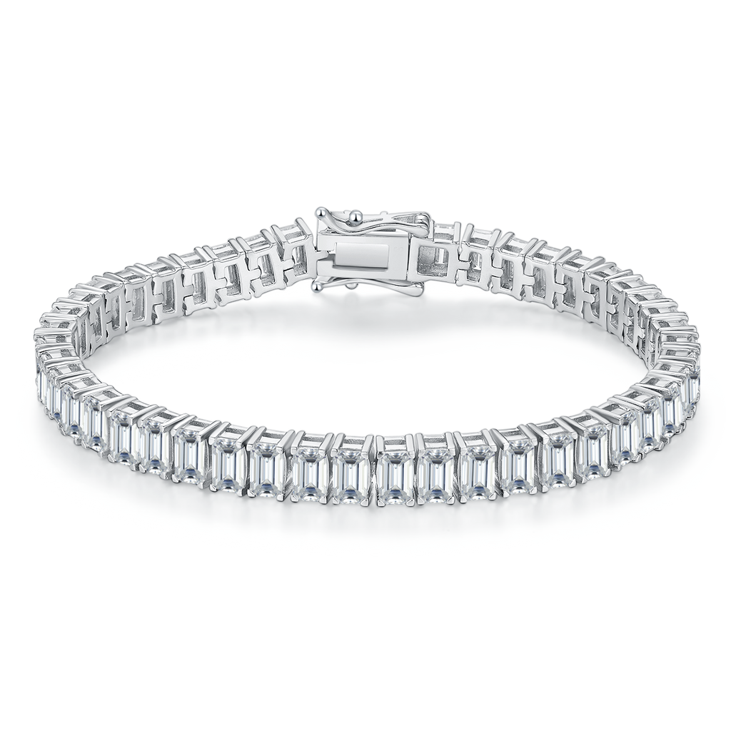 Rectangular D VVS Moissanite Tennis Bracelet — 0.5ct Stones (S925 Silver