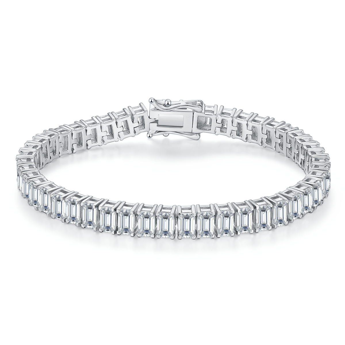 Rectangular D VVS Moissanite Tennis Bracelet — 0.5ct Stones (S925 Silver