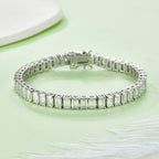 Rectangular D VVS Moissanite Tennis Bracelet — 0.5ct Stones (S925 Silver