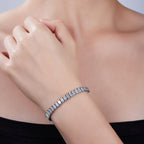 Rectangular D VVS Moissanite Tennis Bracelet — 0.5ct Stones (S925 Silver