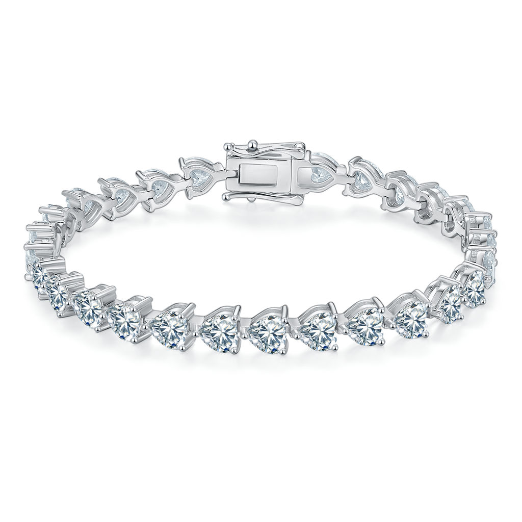 Heart-Cut D VVS Moissanite Tennis Bracelet — 0.5ct Stones (S925 Silver)