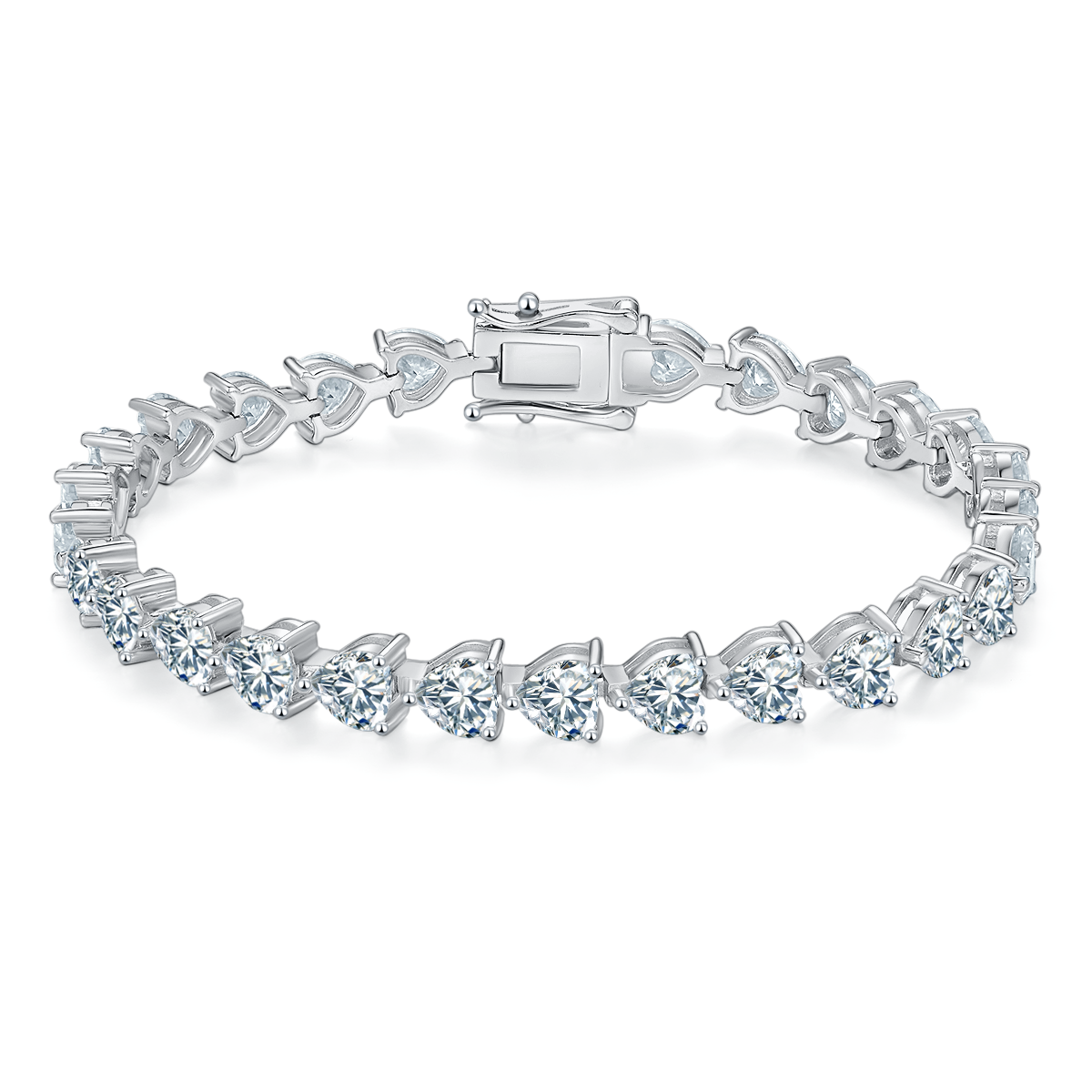Heart-Cut D VVS Moissanite Tennis Bracelet — 0.5ct Stones (S925 Silver)