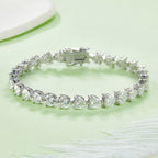 Heart-Cut D VVS Moissanite Tennis Bracelet — 0.5ct Stones (S925 Silver)