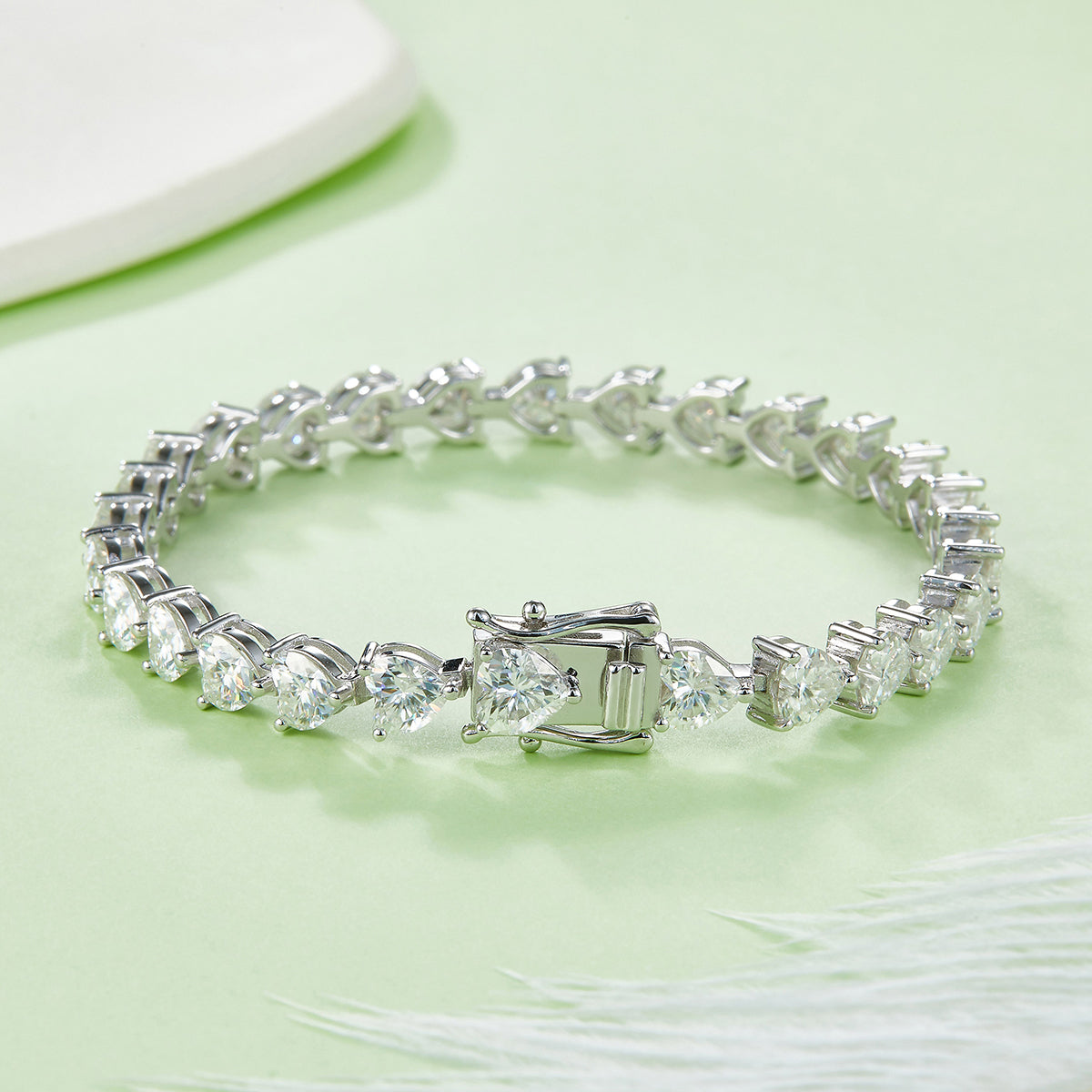 Heart-Cut D VVS Moissanite Tennis Bracelet — 0.5ct Stones (S925 Silver)