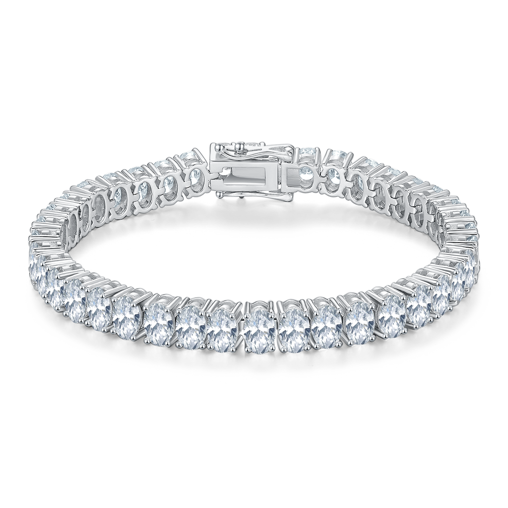 Oval-Cut D VVS Moissanite Tennis Bracelet — 0.5ct Stones (S925 Silver)