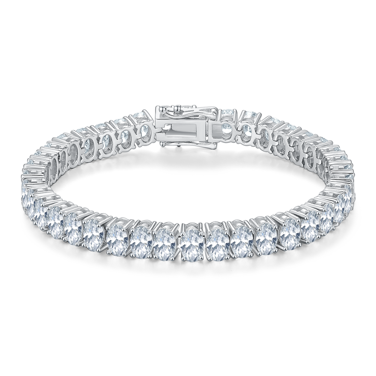 Oval-Cut D VVS Moissanite Tennis Bracelet — 0.5ct Stones (S925 Silver)