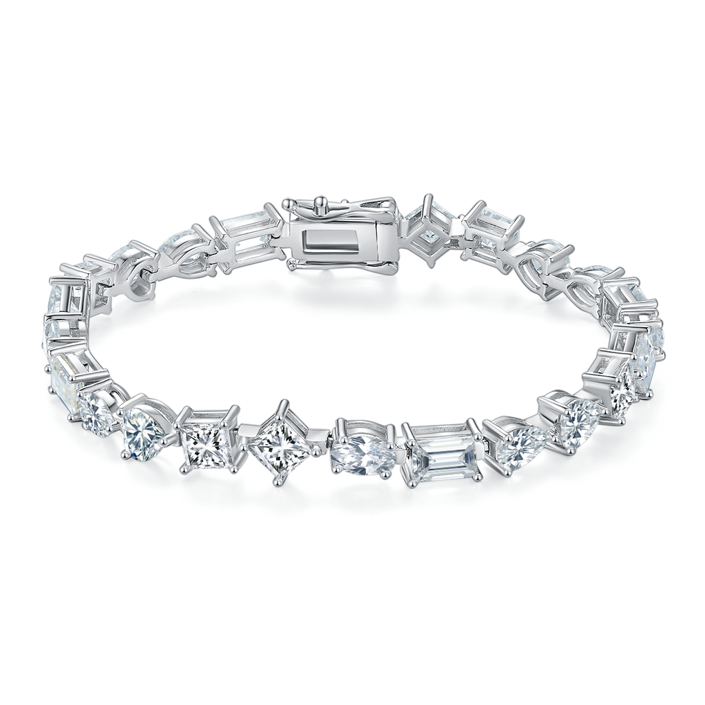 Fancy-Shape Moissanite Tennis Bracelet — 0.5ct D VVS Stones (S925 Silver)