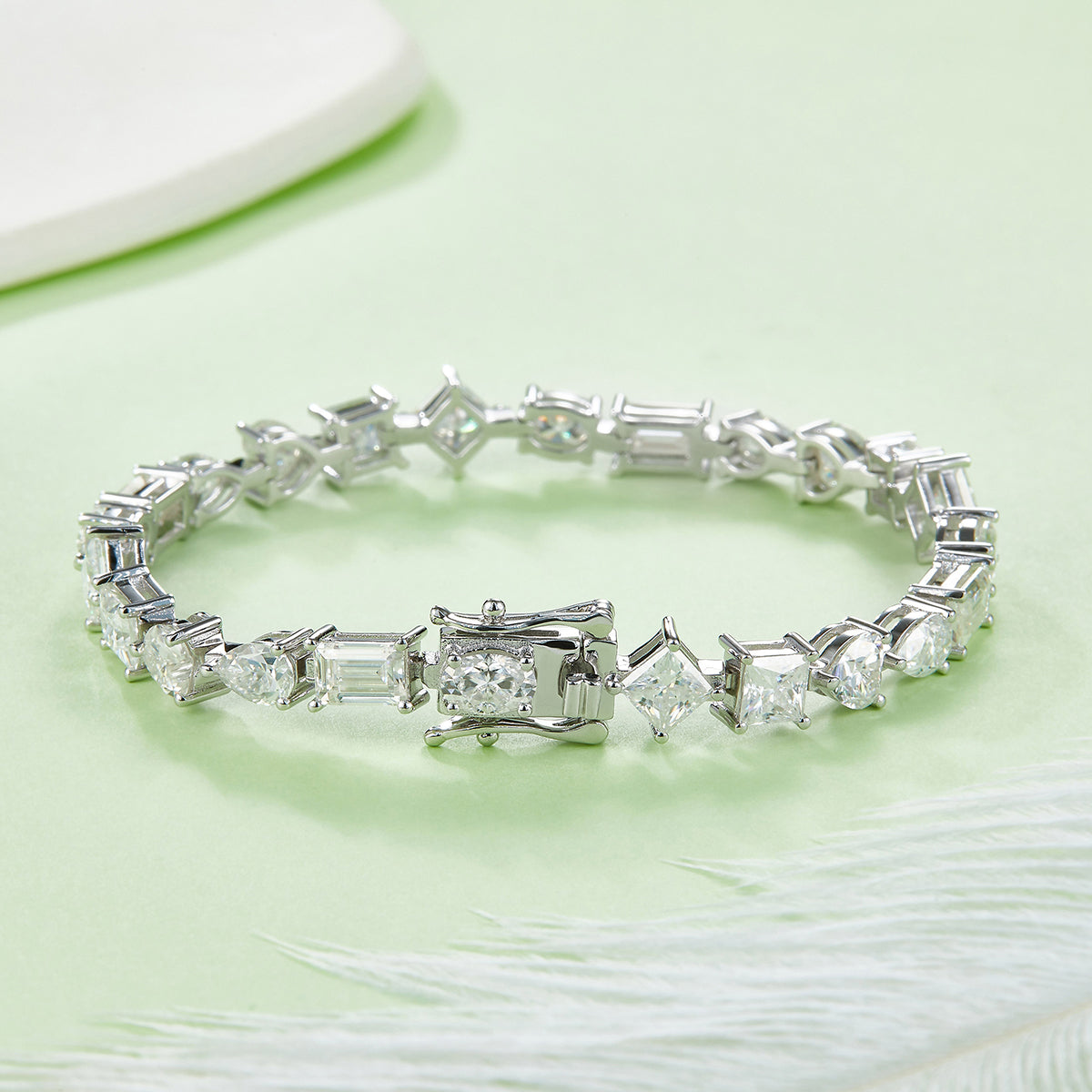 Fancy-Shape Moissanite Tennis Bracelet — 0.5ct D VVS Stones (S925 Silver)