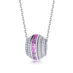 Rainbow Coloured Gemstone Ring Necklace — Lab-Grown Gemstones & Moissanite Accents