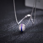 Rainbow Coloured Gemstone Ring Necklace — Lab-Grown Gemstones & Moissanite Accents